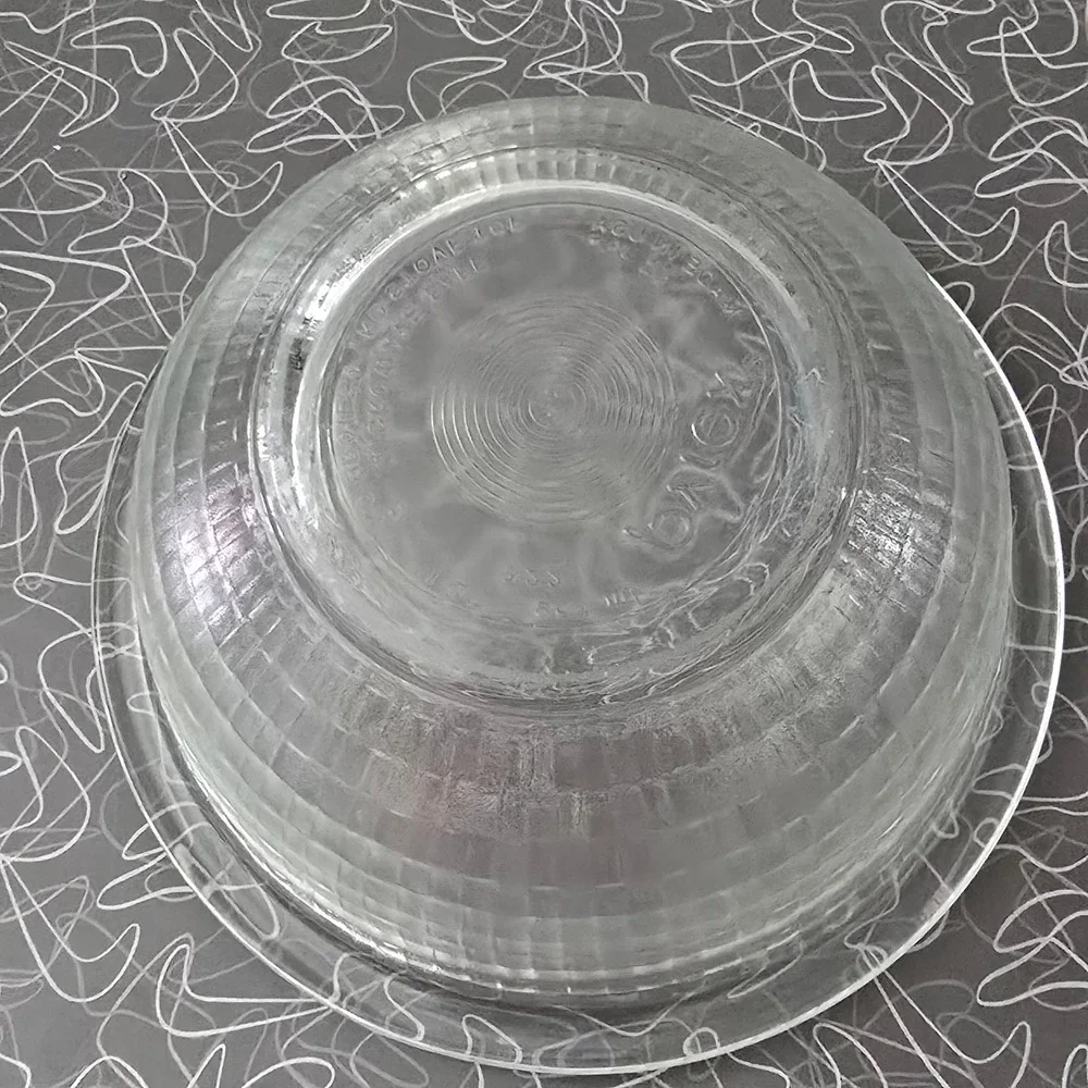 Pyrex 322 Sculpted Glass Mixing Bowl 1QT 950ml Clear Textured Grid MCM USA